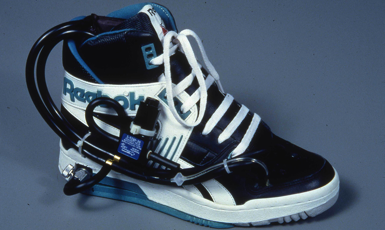 Early Reebok Pump prototype using blood pressure cuff technology