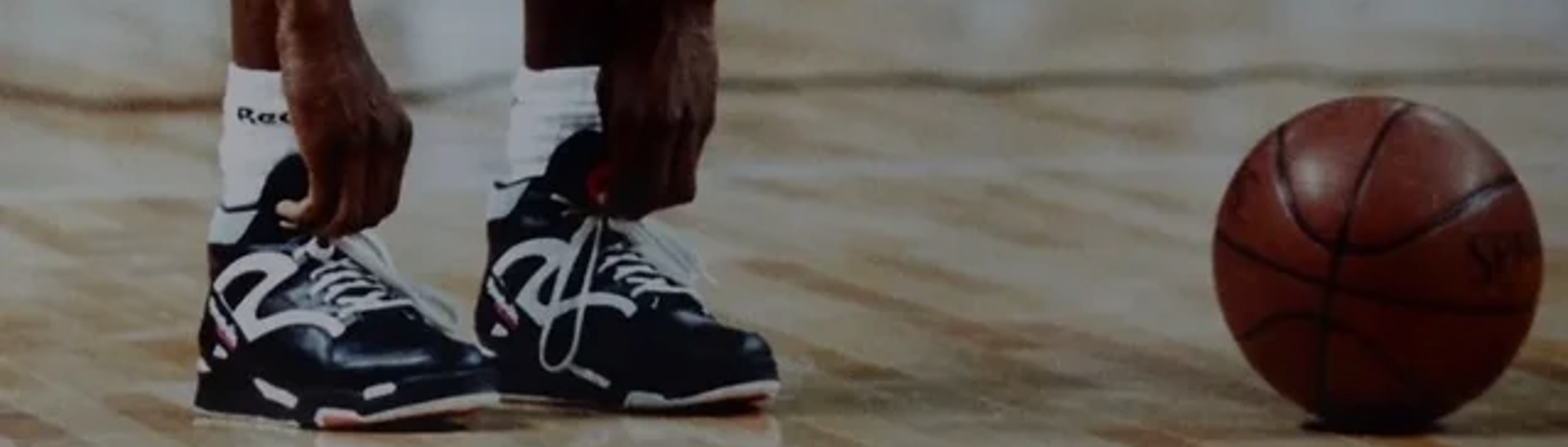 Reebok Pump basketball shoes on court